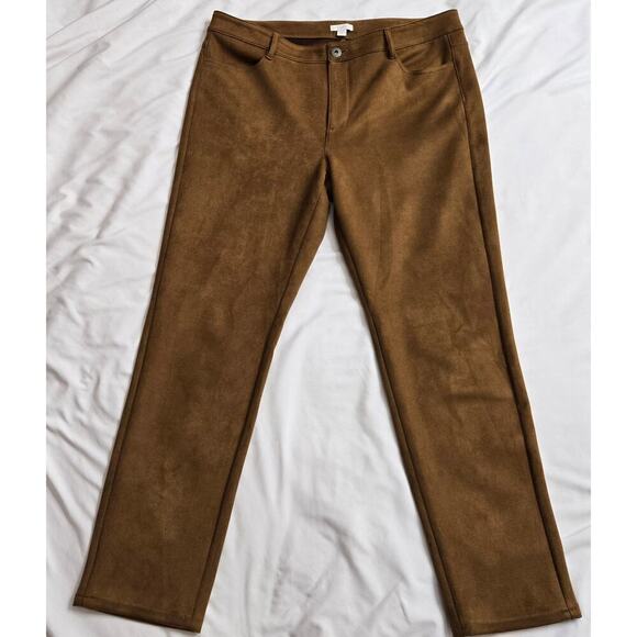 J.Jill Women's Suede-Like Pants, Brown, Size 14 - Picture 1 of 10